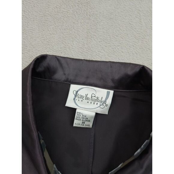Vintage Diane Von Furstenberg Silk Button Up Blouse Shirt Womens 1X Plus Size - Picture 3 of 6